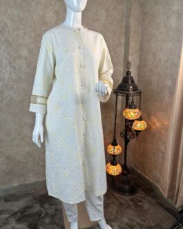 White skin print kurti