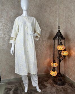 White skin print kurti