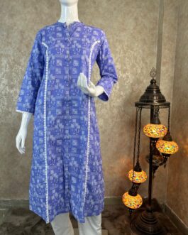 Single piece printed cotton Kurti – Purple