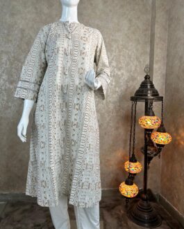 Printed Cotton Kurti – white