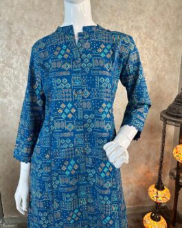 Printed cotton Kurti – Blue